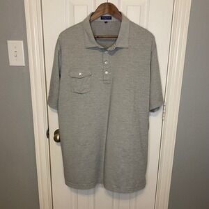 Peter Millar Crown Crafted Mens XXL Gray Performance Stretch Polo Shirt Pocket